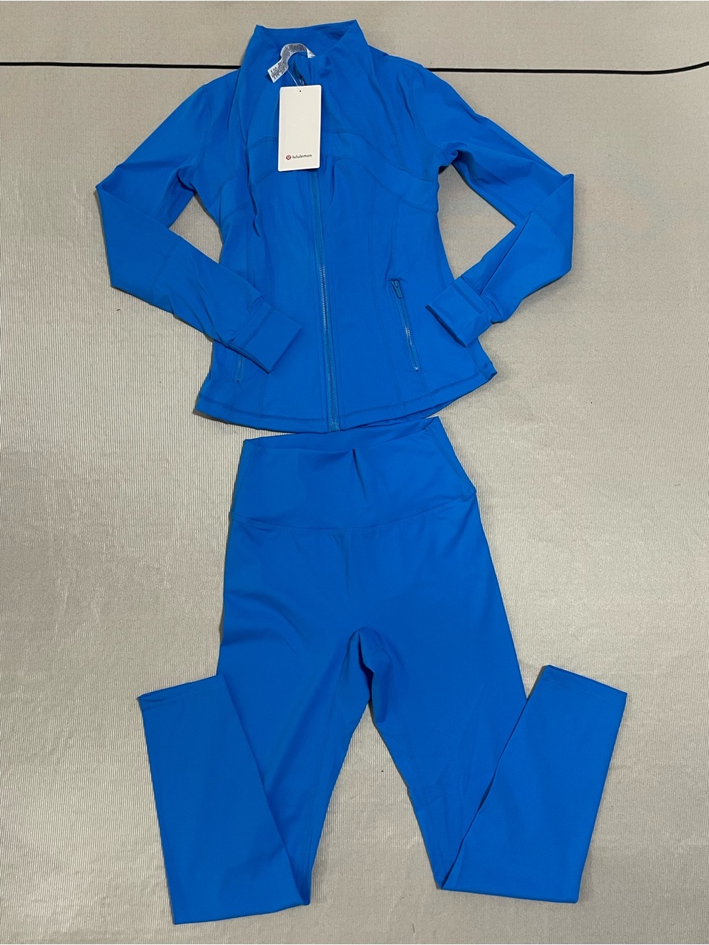 lululemon athletica Electric Blue Bomber Jacket and Leggings Set